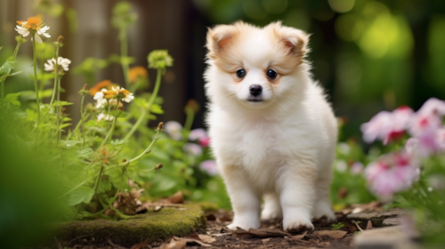 White and Brown Pomachon puppy